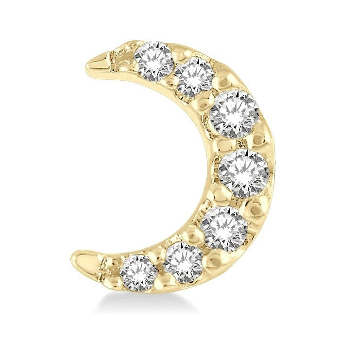 1/10 Ctw Star & Crescent Mix Round Cut Diamond Petite Fashion Earrings in 10K Yellow Gold