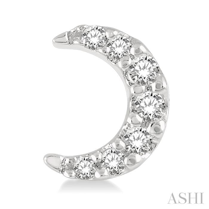 1/10 Ctw Star & Crescent Mix Round Cut Diamond Petite Fashion Earrings in 10K White Gold