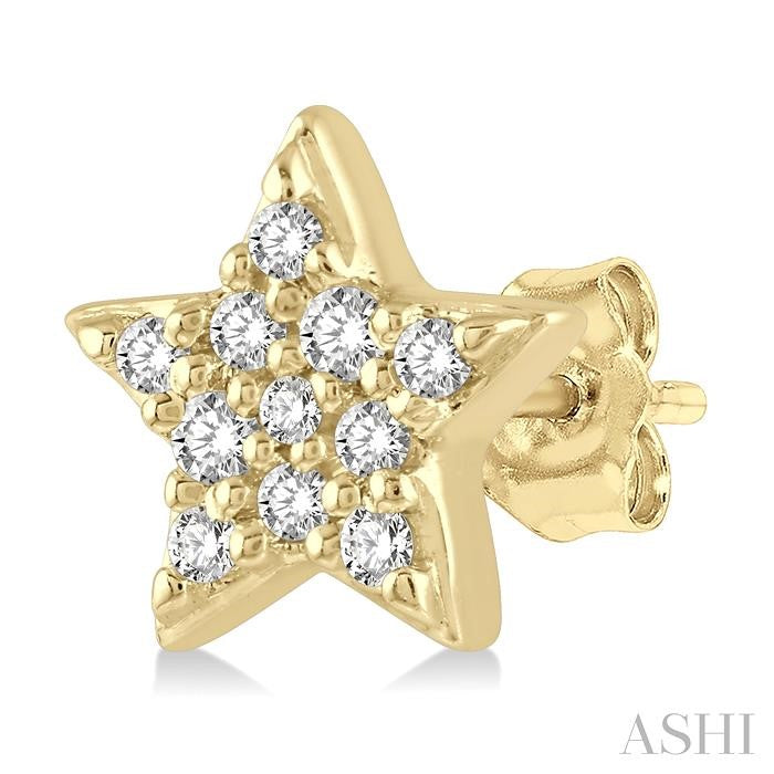 1/10 Ctw Star & Crescent Mix Round Cut Diamond Petite Fashion Earrings in 10K Yellow Gold