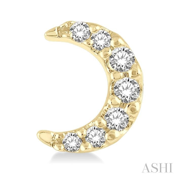 1/10 Ctw Star & Crescent Mix Round Cut Diamond Petite Fashion Earrings in 10K Yellow Gold