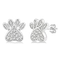 1/8 Ctw Petite Dog Paw Round Cut Diamond Fashion Stud Earrings in 10K White Gold