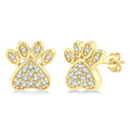 Dog Paw Petite Diamond Fashion Earrings