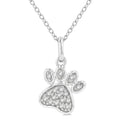 1/10 Ctw Dog Paw Petite Round Cut Diamond Fashion Pendant With Chain in 10K White Gold