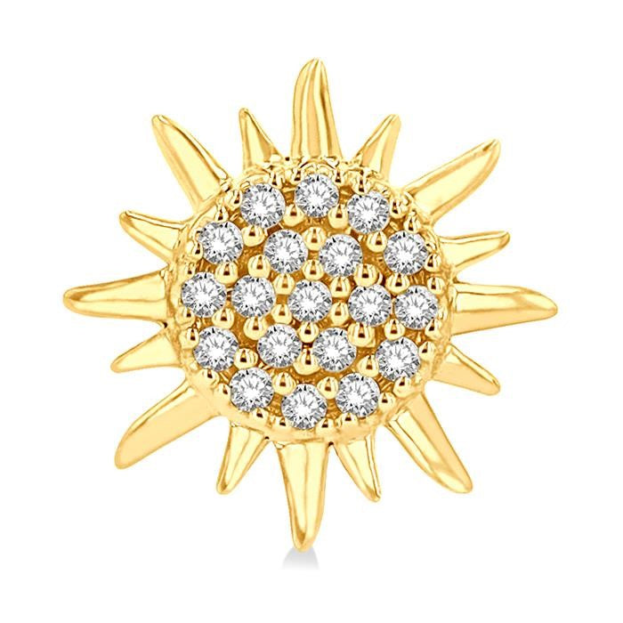 1/8 Ctw Petite Sun Round Cut Diamond Fashion Stud Earrings in 10K Yellow Gold