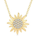 1/10 Ctw Sun Petite Round Cut Diamond Fashion Pendant With Chain in 10K Yellow Gold