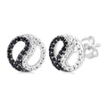 1/5 Ctw Petite Yin Yang Black & White Round Cut Diamond Fashion Stud Earrings in 10K White Gold