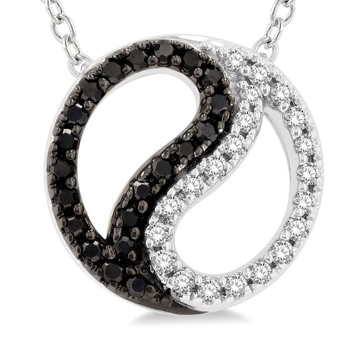 Waverly Eclipse Yin Yang Petite Black Diamond Fashion Pendant