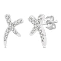 1/10 Ctw X-Shape Petite Round Cut Diamond Fashion Stud Earrings in 10K White Gold