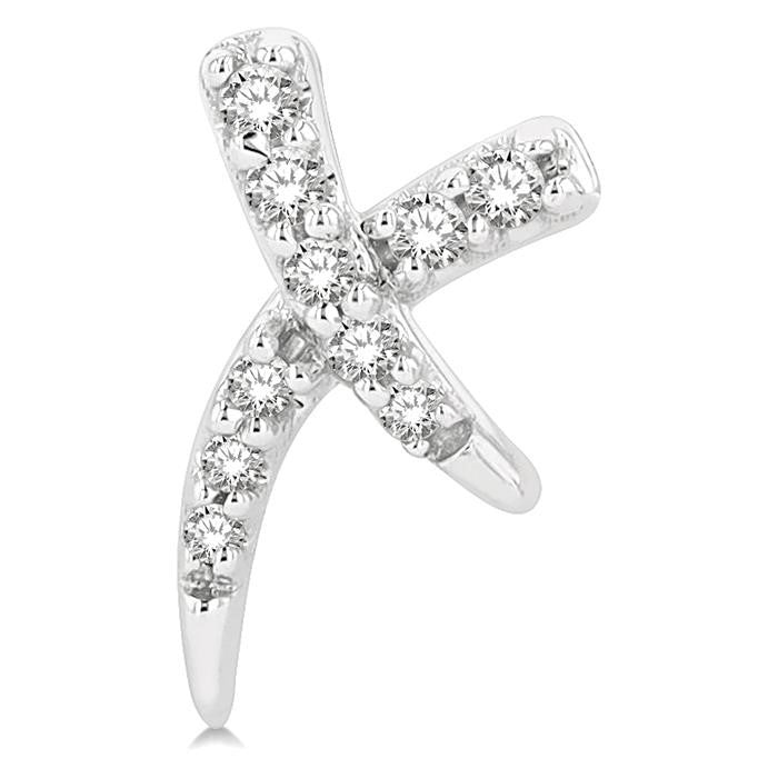 1/10 Ctw X-Shape Petite Round Cut Diamond Fashion Stud Earrings in 10K White Gold