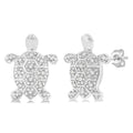 1/6 Ctw Petite Turtle Round Cut Diamond Fashion Stud Earrings in 10K White Gold
