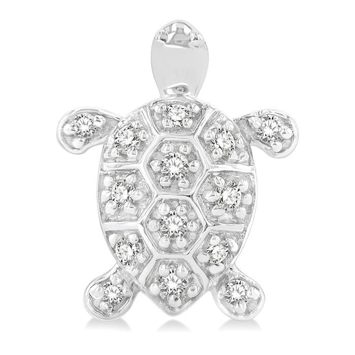 1/6 Ctw Petite Turtle Round Cut Diamond Fashion Stud Earrings in 10K White Gold