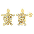 1/6 Ctw Petite Turtle Round Cut Diamond Fashion Stud Earrings in 10K Yellow Gold
