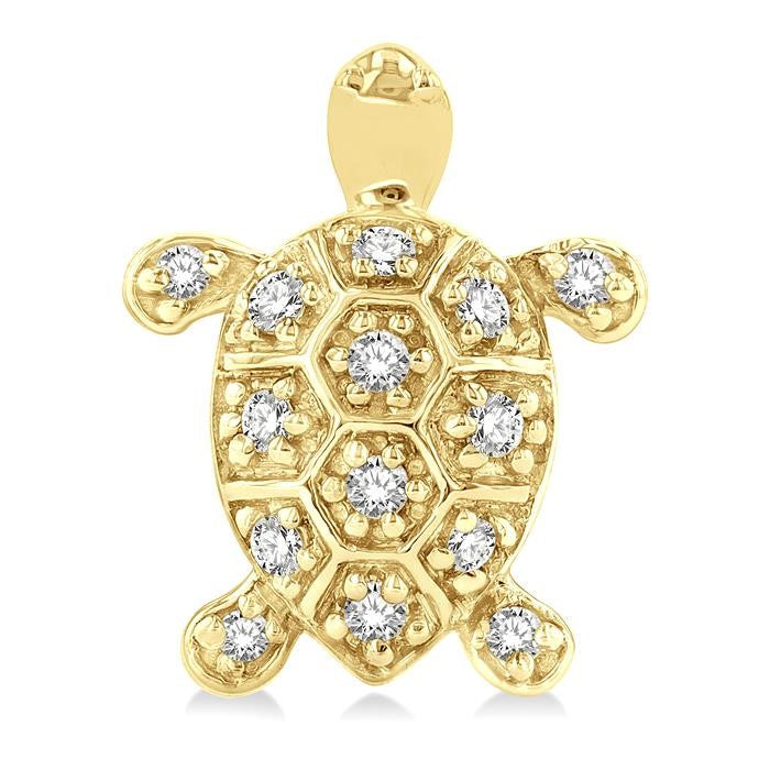 1/6 Ctw Petite Turtle Round Cut Diamond Fashion Stud Earrings in 10K Yellow Gold