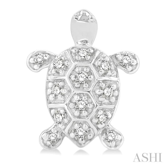 1/6 Ctw Petite Turtle Round Cut Diamond Fashion Stud Earrings in 10K White Gold