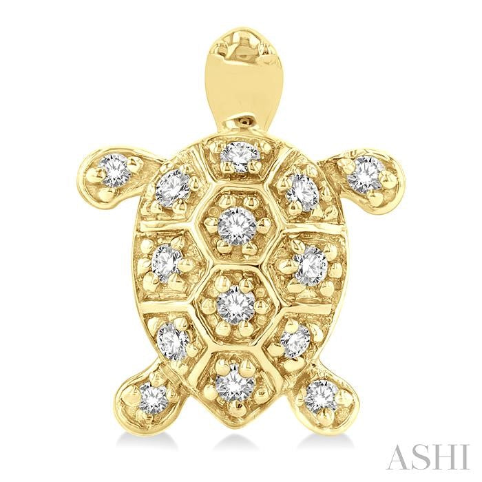 1/6 Ctw Petite Turtle Round Cut Diamond Fashion Stud Earrings in 10K Yellow Gold