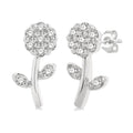 1/6 Ctw Petite Floral Round Cut Diamond Fashion Stud Earrings in 10K White Gold