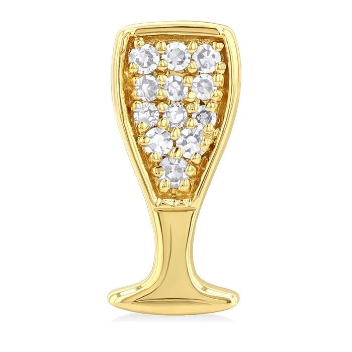 1/10 Ctw Petite Champagne Glass Round Cut Diamond Fashion Stud Earrings in 10K Yellow Gold
