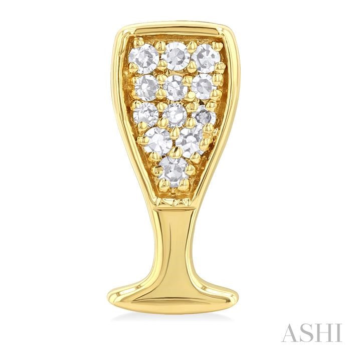 1/10 Ctw Petite Champagne Glass Round Cut Diamond Fashion Stud Earrings in 10K Yellow Gold