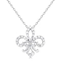 1/6 Ctw Petite Fleur De Lis Round Cut Diamond Fashion Pendant With Chain in 10K White Gold