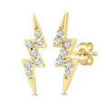 1/10 Ctw Petite Lightning Bolt Round Cut Diamond Fashion Stud Earrings in 10K Yellow Gold