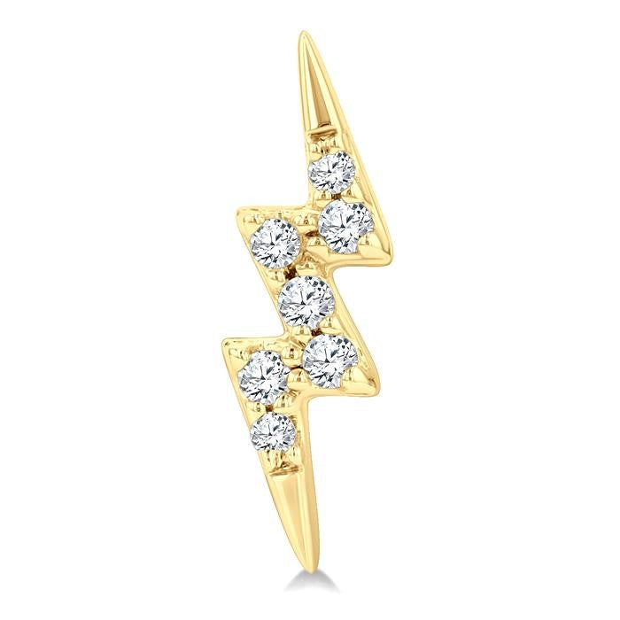 1/10 Ctw Petite Lightning Bolt Round Cut Diamond Fashion Stud Earrings in 10K Yellow Gold