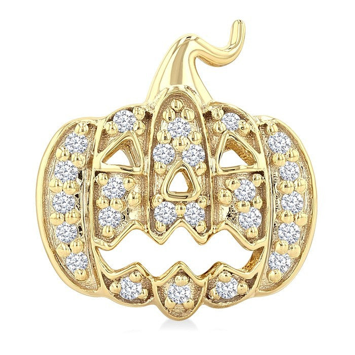 1/6 Ctw Petite Pumpkin Round Cut Diamond Fashion Earrings in 10K Yellow Gold