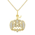 1/6 Ctw Petite Pumpkin Round Cut Diamond Fashion Pendant With Chain in 10K Yellow Gold