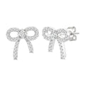 1/4 Ctw Round Cut Diamond Bow Petite Fashion Earrings in 10K White Gold