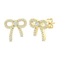 1/4 Ctw Round Cut Diamond Bow Petite Fashion Earrings in 10K Yellow Gold