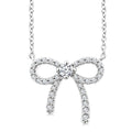 1/5 Ctw Bow Round Cut Diamond Petite Fashion Pendant With Chain in 10K White Gold