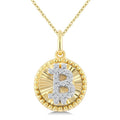 1/10 Ctw Round Cut Diamond Pirouette Bitcoin Fluted Pendant With Chain in 10K Yellow and White Gold
