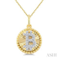 1/10 Ctw Round Cut Diamond Pirouette Bitcoin Fluted Pendant With Chain in 10K Yellow and White Gold