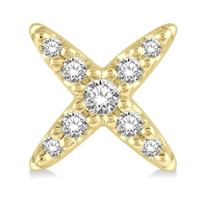 1/10 Ctw 'X' Shape Round Cut Diamond Petite Fashion Earrings in 10K Yellow Gold