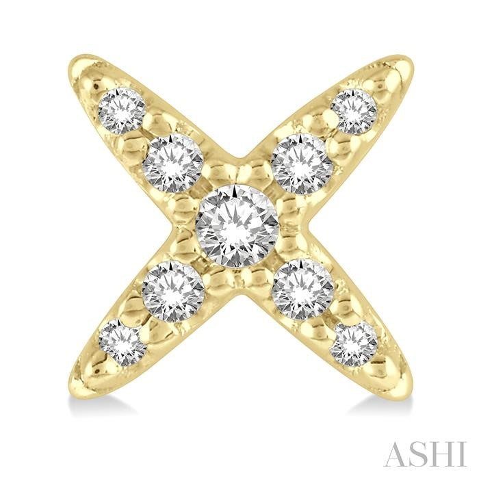 1/10 Ctw 'X' Shape Round Cut Diamond Petite Fashion Earrings in 10K Yellow Gold