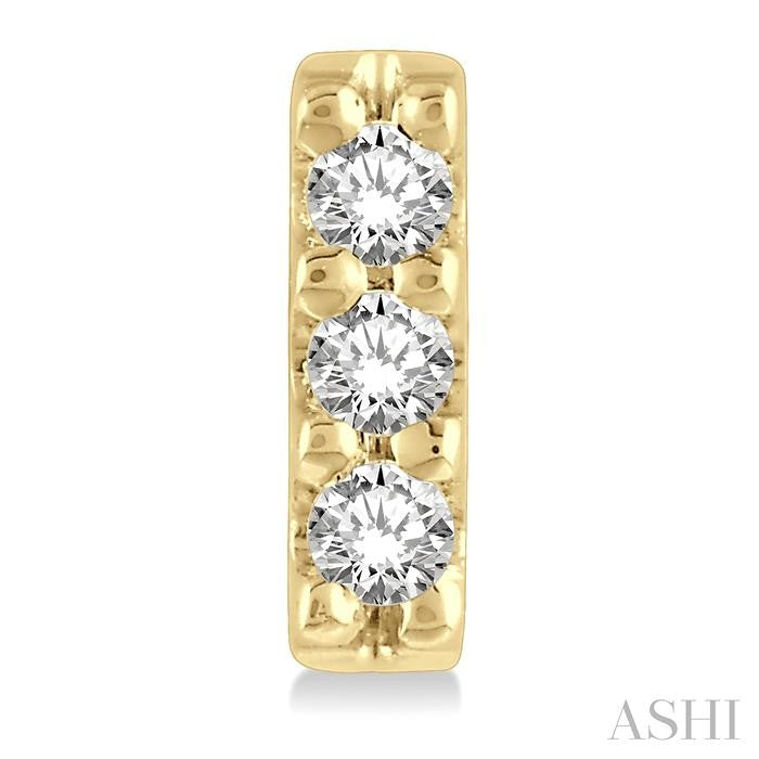 1/20 Ctw Vertical Bar Round Cut Diamond Petite Earrings in 10K Yellow Gold