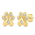 Dog Paw Petite Diamond Fashion Earrings
