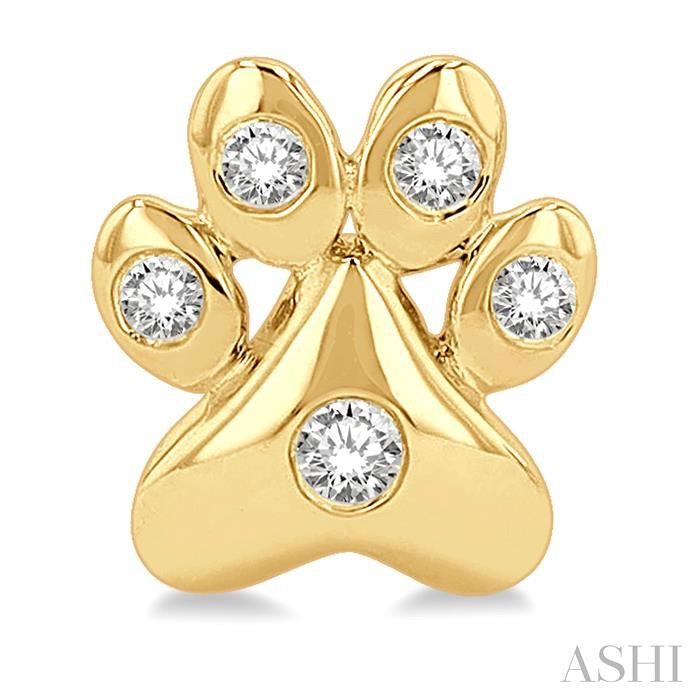 1/10 Ctw Petite Dog Paw Round Cut Diamond Fashion Stud Earrings in 10K Yellow Gold