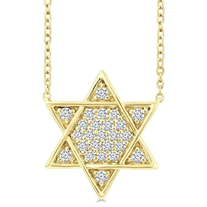 1/4 Ctw Star of David Round Cut Diamond Fashion Pendant With Chain in 14K Yellow Gold