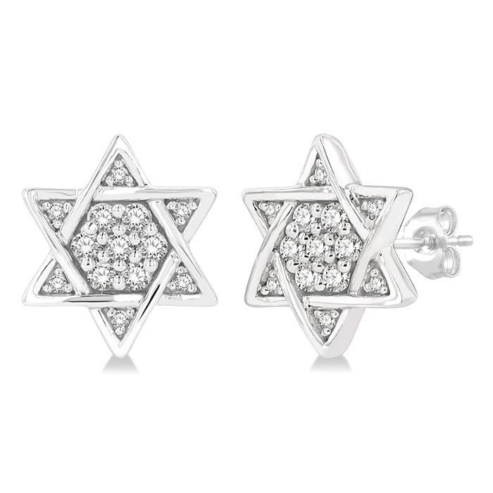 Star Of David Petite Diamond Fashion Earrings