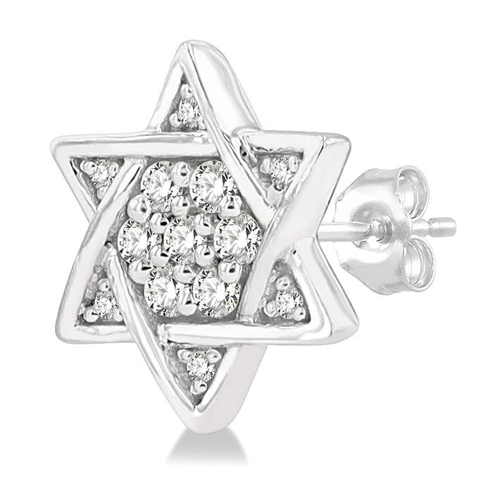 Star Of David Petite Diamond Fashion Earrings