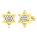 1/6 Ctw Petite Star of David Round Cut Diamond Fashion Stud Earrings in 10K Yellow Gold