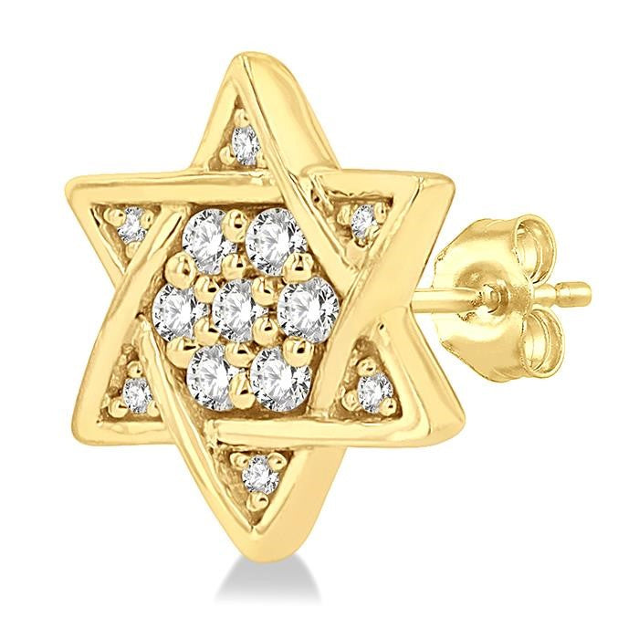 1/6 Ctw Petite Star of David Round Cut Diamond Fashion Stud Earrings in 10K Yellow Gold