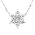 1/10 Ctw Star of David Petite Round Cut Diamond Fashion Pendant With Chain in 10K White Gold