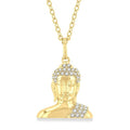 1/8 Ctw Buddha Petite Round Cut Diamond Fashion Pendant With Chain in 10K Yellow Gold
