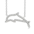 1/10 Ctw Sea Life Petite Dolphin Round Cut Diamond Fashion Pendant With Chain in 10K White Gold