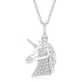1/10 Ctw Petite Unicorn Round Cut Diamond Fashion Pendant With Chain in 10K White Gold