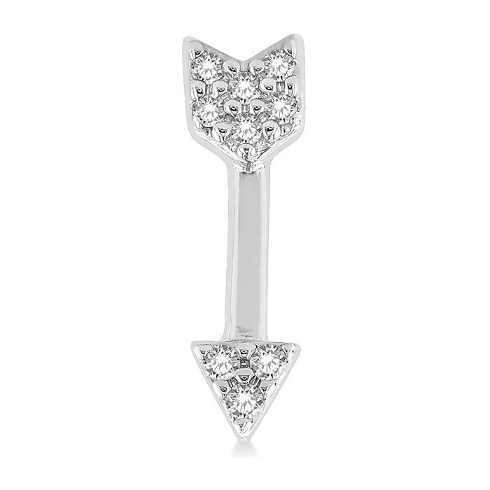 1/20 Ctw Petite Arrow Round Cut Diamond Fashion Stud Earrings in 10K White Gold