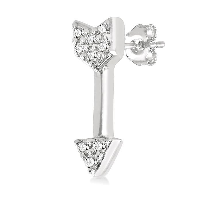 1/20 Ctw Petite Arrow Round Cut Diamond Fashion Stud Earrings in 10K White Gold