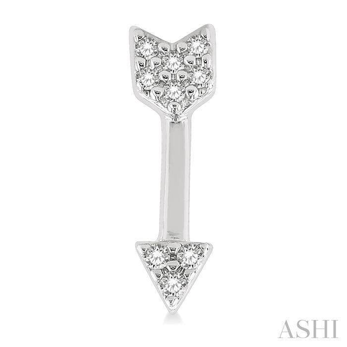 1/20 Ctw Petite Arrow Round Cut Diamond Fashion Stud Earrings in 10K White Gold