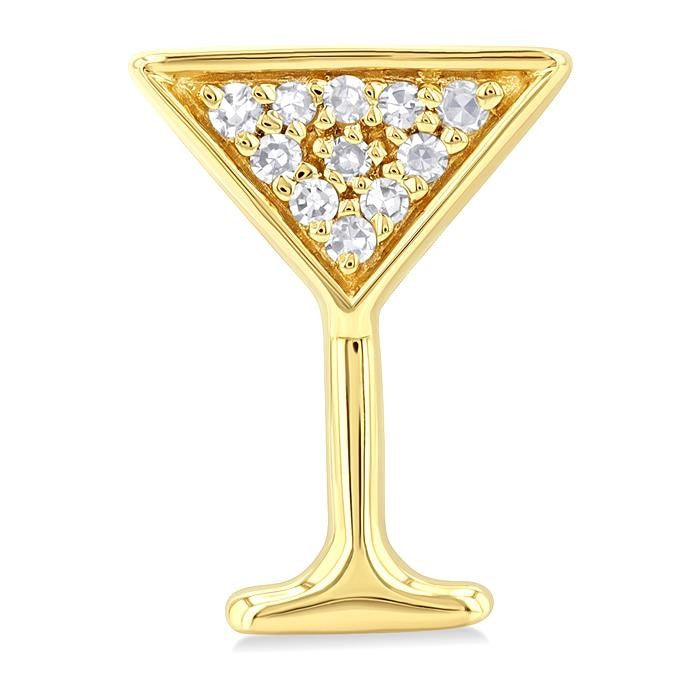1/10 Ctw Petite Martini Glass Round Cut Diamond Fashion Stud Earrings in 10K Yellow Gold